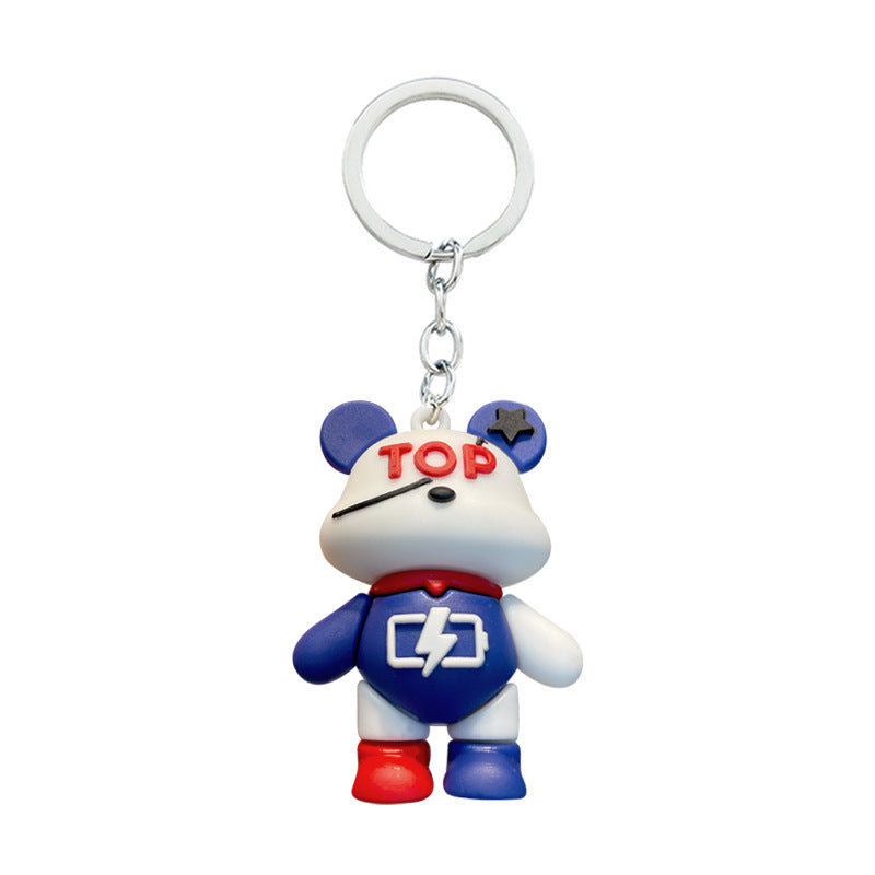PVC Super Cool Bear Keychain Colorful Street Style Charm 5
