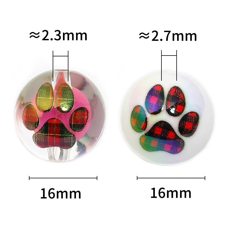 UV Plating Round Acrylic Beads 16mm Leopard Print and Puppy Paw 50pcs 3