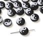 Tai Chi Flat Acrylic Beads 7-13mm Black White Color Printing 5pcs 6
