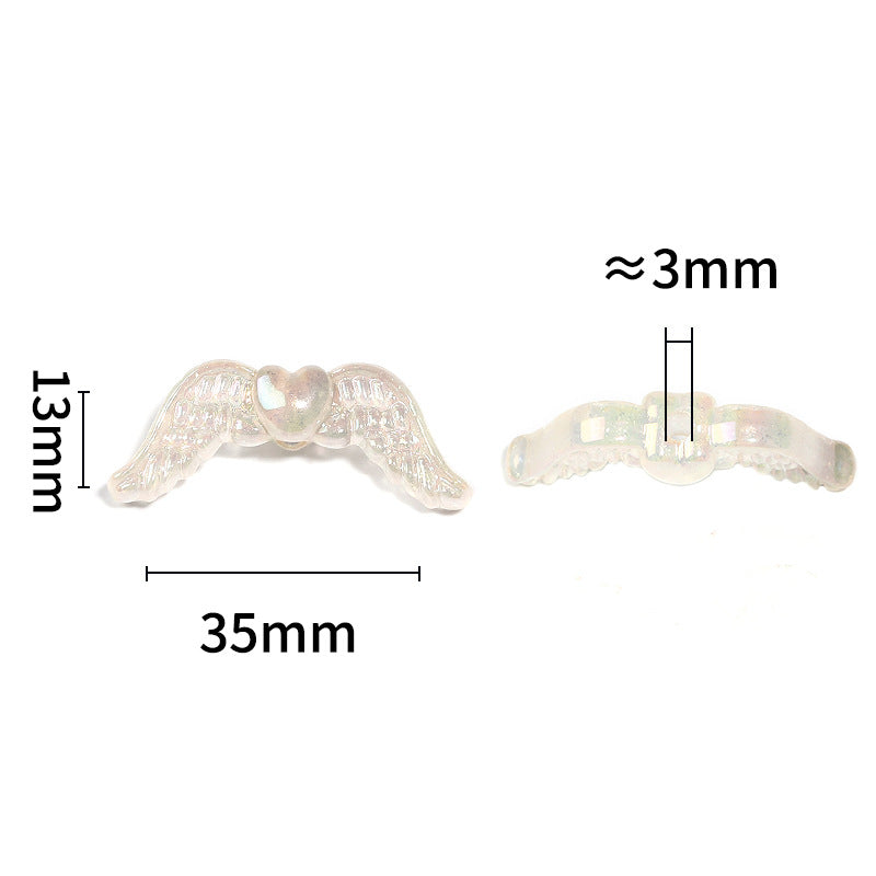 Plating Angel Wings Acrylic Beads 13x35mm Imitation Pearl 50pcs 4