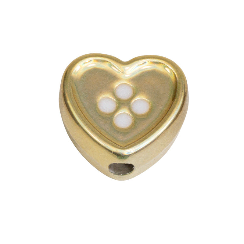 Plating Star and Heart Button Acrylic Beads 11mm Assorted Colors 50pcs 10