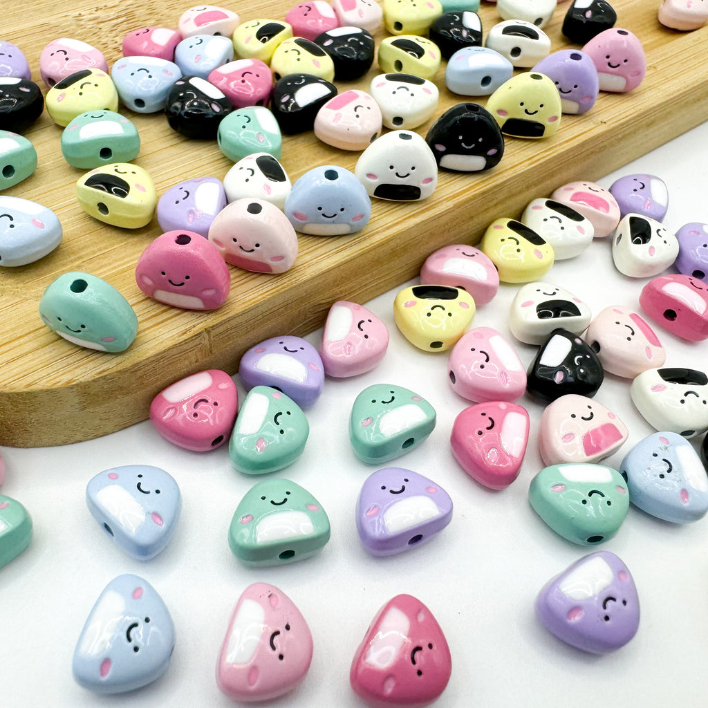 Japanese Rice Ball Metal Beads 8*10mm Enamel Painted Alloy 10pcs 2