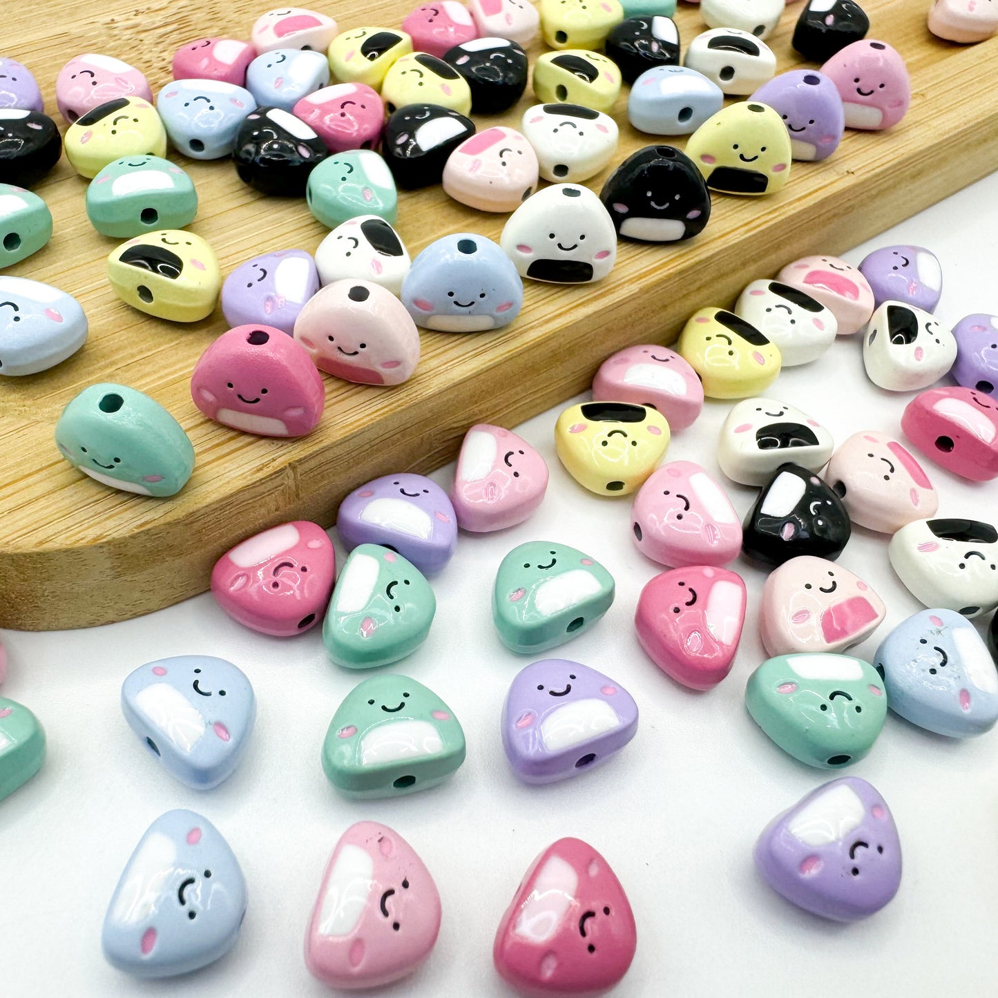 Japanese Rice Ball Metal Beads 8*10mm Enamel Painted Alloy 10pcs 2