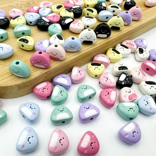 Japanese Rice Ball Metal Beads 8*10mm Enamel Painted Alloy 10pcs 2