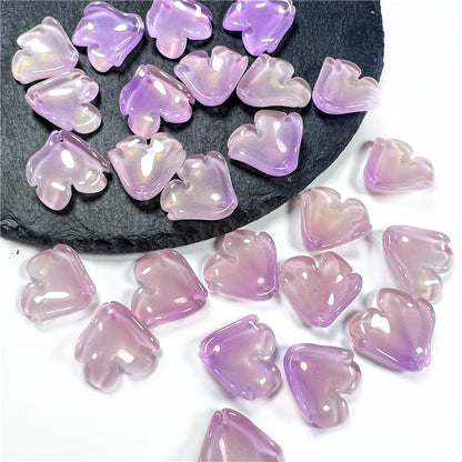 Czech Glass Beads Peony Petal 19mm Translucent Lavender Heart 50pcs 11