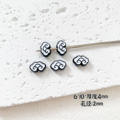Baking Painted Potato Chips Card Metal Beads 2mm Hole 20pcs 9