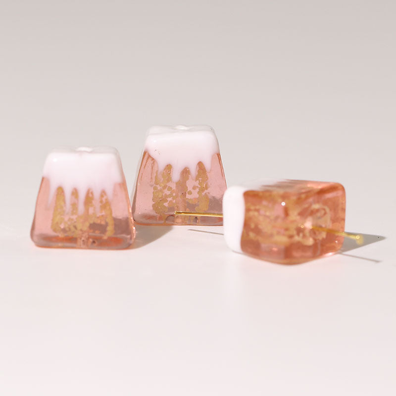 Lampwork Square Glass Beads 18mm Glow In The Dark Japan Fuji Mountain 25pcs 6