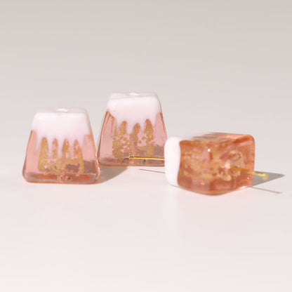Lampwork Square Glass Beads 18mm Glow In The Dark Japan Fuji Mountain 25pcs 6