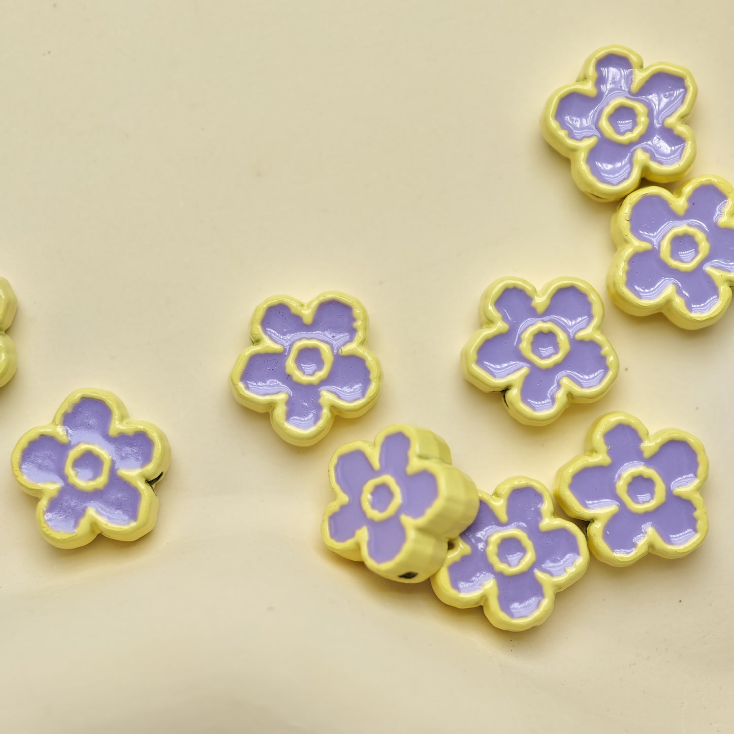 Flower Metal Beads 10mm Baking Painted Two-Color Zinc Alloy 10pcs 7