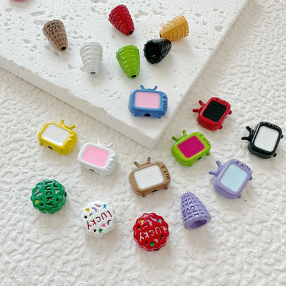 Cupcake and TV Metal Beads Painted Colorful Alloy 20pcs 4