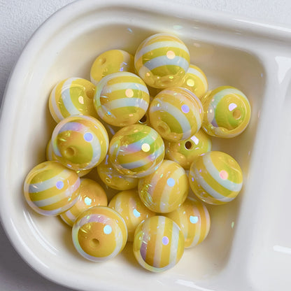 UV Plating Colorful Lollipop Striped Resin Beads 16mm 10pcs 22