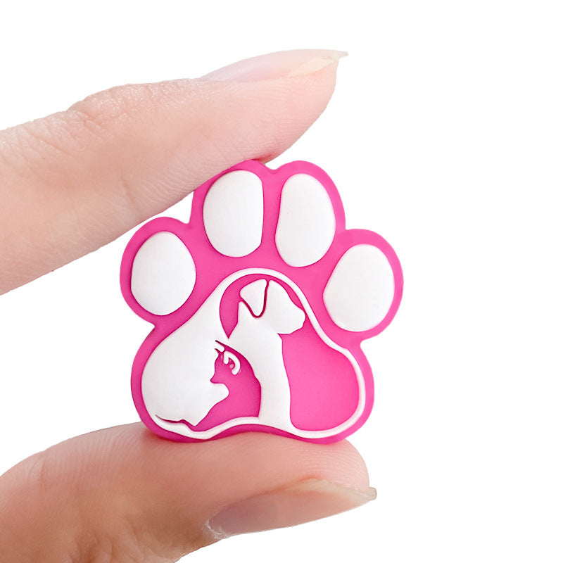 Silicone Focal Beads Dog Claw Prints With Dog Silhouettes 20pcs 5