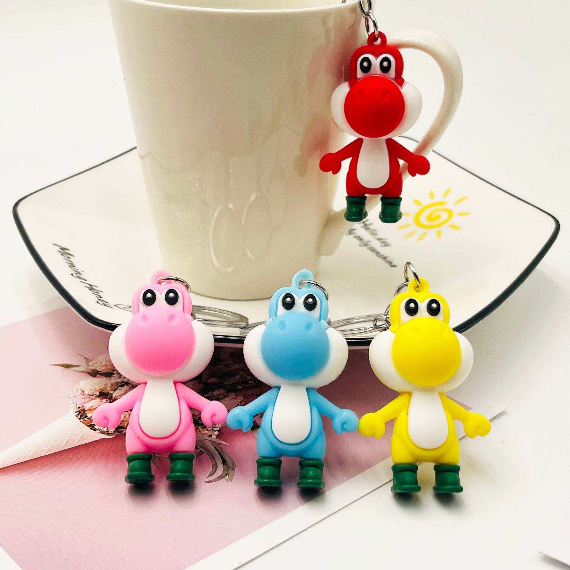PVC Dinosaur Keychain Cartoon Soft Rubber Cute Toy Charm