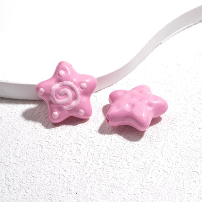 Spiral Pattern Starfish Acrylic Beads 20mm Glossy Mixed Colors 20pcs 9