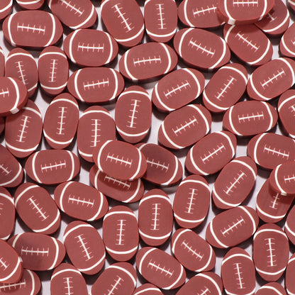 Rugby Clay Beads 10mm Polymer Brown White Laces 50pcs 11