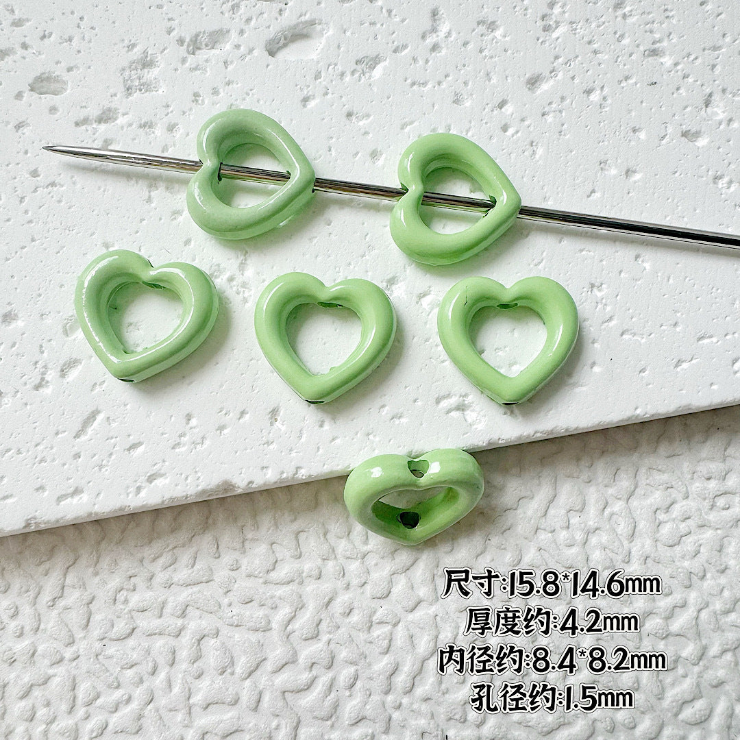 Heart Circle Floral Metal Beads Painted Solid Color Bulk 20pcs 26