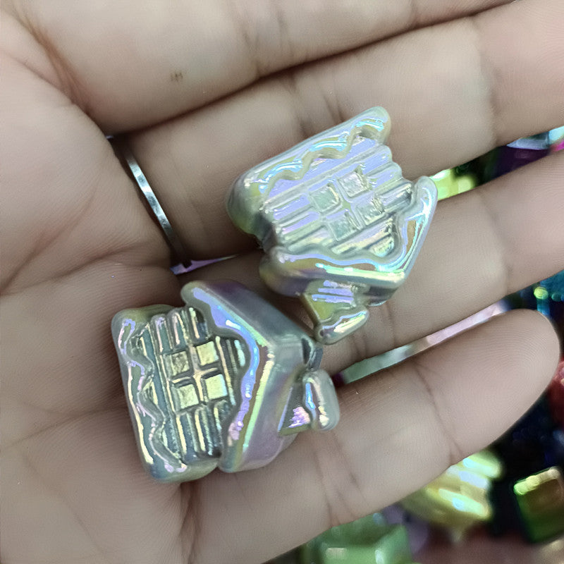 Glow In The Dark Cottage Acrylic Beads 21mm Iridescent Plated 50pcs 12