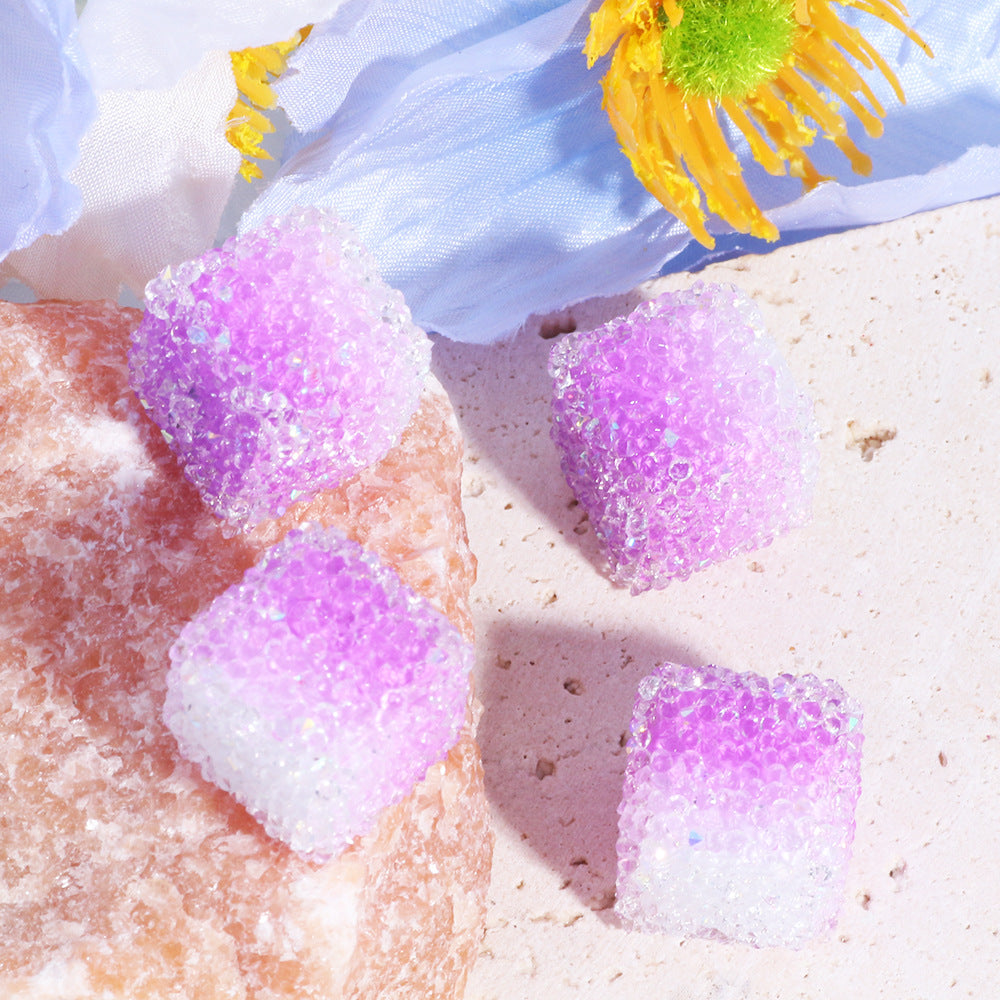 Gradient Acrylic Square Beads 16mm Granulated Sugar Texture 5pcs 11
