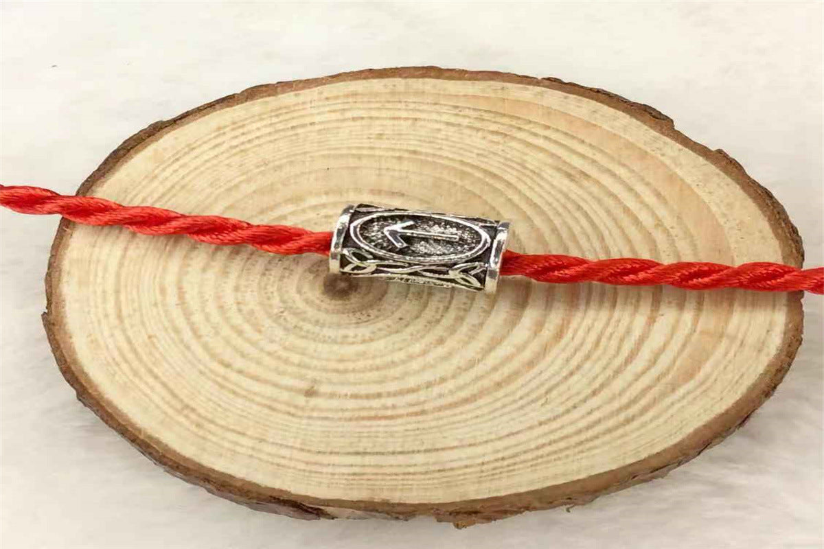 Tube Metal Beads Viking Note Patterned Silver Tone 100pcs 12