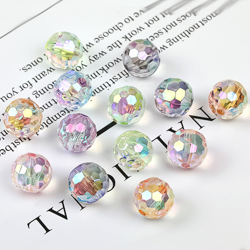 Faceted Section Round Acrylic Beads 12mm 14mm 25mm UV Finish 100pcs 3