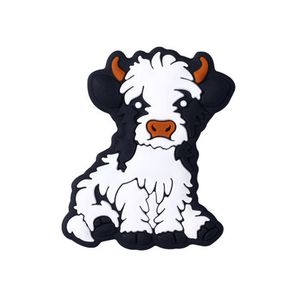 Silicone Focal Beads Dairy Cattle Highland Cow Sitting Pose 7