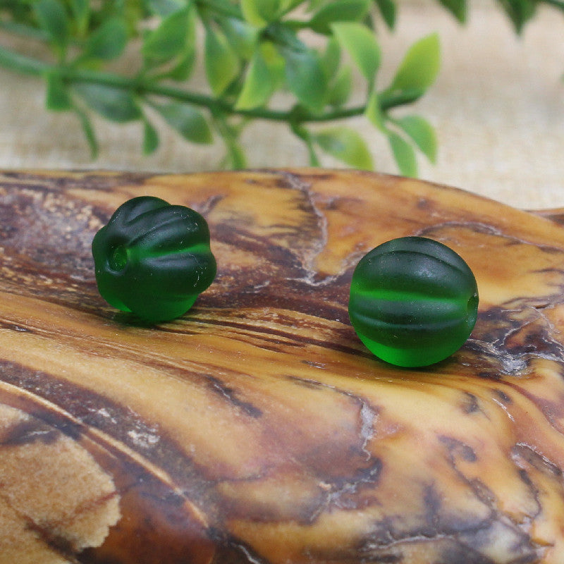 Frosted Pumpkin Glass Beads 10mm Matte Autumn Colors 20pcs 6