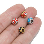 Stainless Steel Round Metal Beads 8mm Multicolor Evil Eye 10pcs 2
