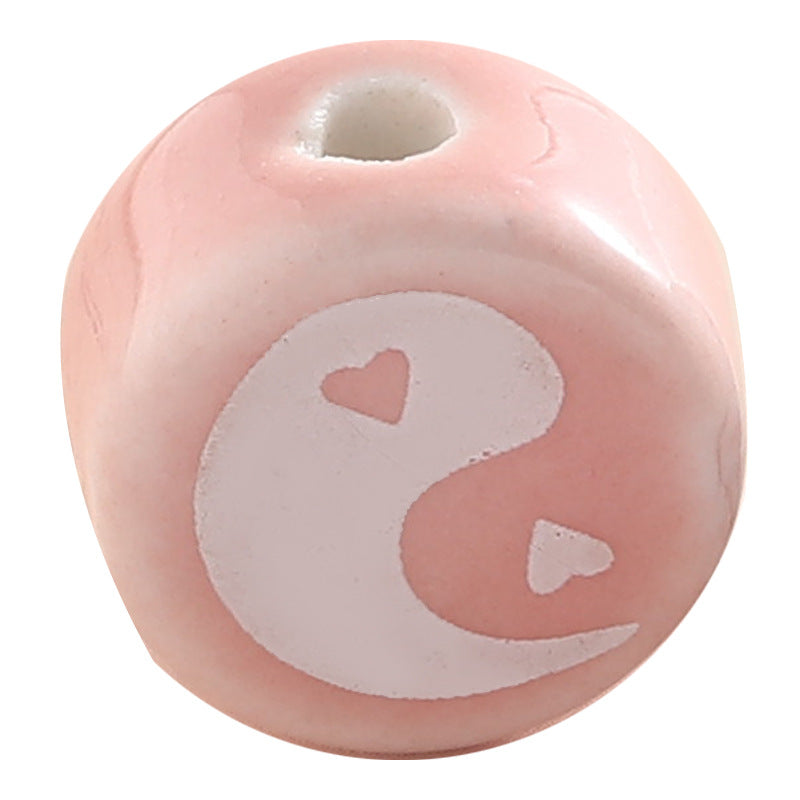 Flat Acrylic Beads 16mm Light Color Taichi Ceramic 10pcs 5