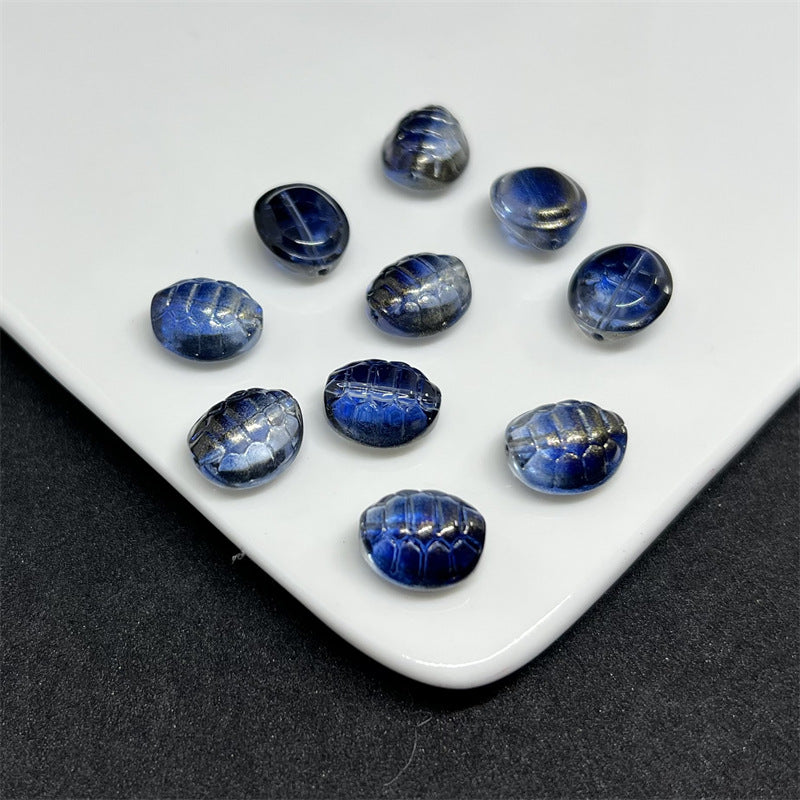 Small Turtle Glass Beads 10x12mm Transparent Assorted Colors 100pcs 11