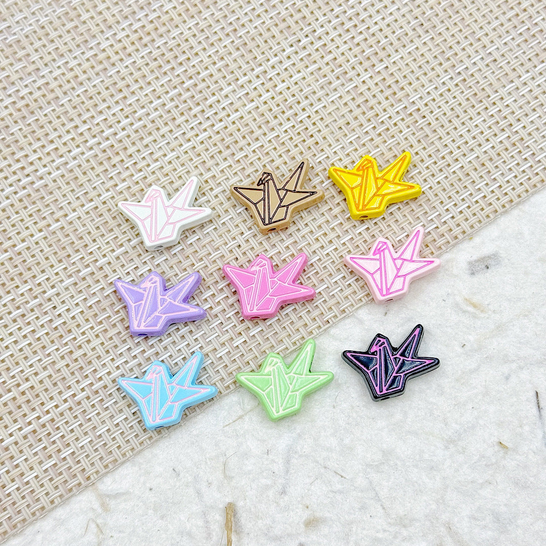 Folded Paper Crane Metal Beads 20mm Spray Painted Colorful Alloy 23