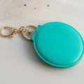 PU Small Round Mirror Keychain lake green