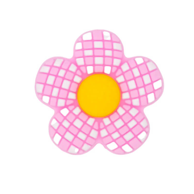 Plaid Floral Silicone Focal Beads light purple