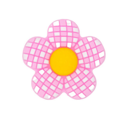 Plaid Floral Silicone Focal Beads light purple