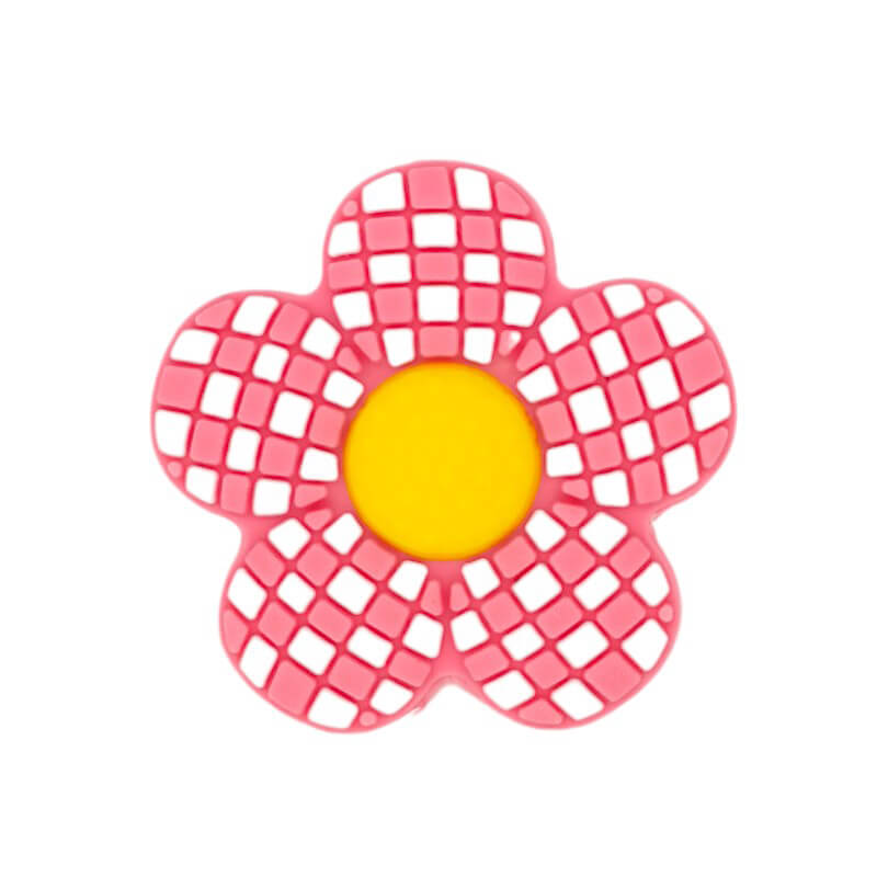 Plaid Floral Silicone Focal Beads pink