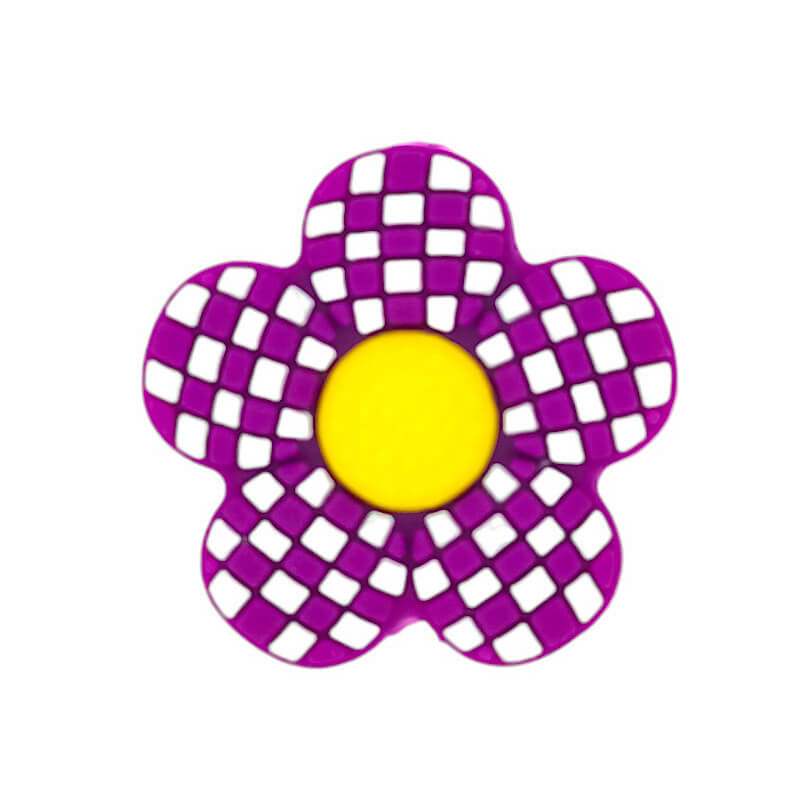 Plaid Floral Silicone Focal Beads purple