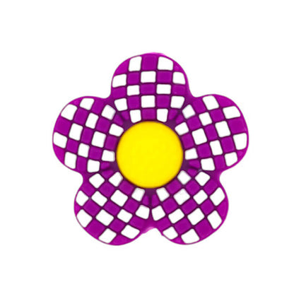 Plaid Floral Silicone Focal Beads purple
