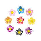 Silicone Focal Beads Plaid Floral Red Center Yellow Gingham 20pcs