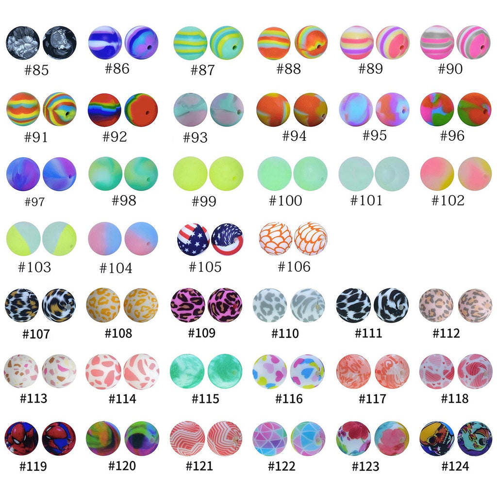 12mm Printed Silicone Beads Animal Print Designs 50pcs 4