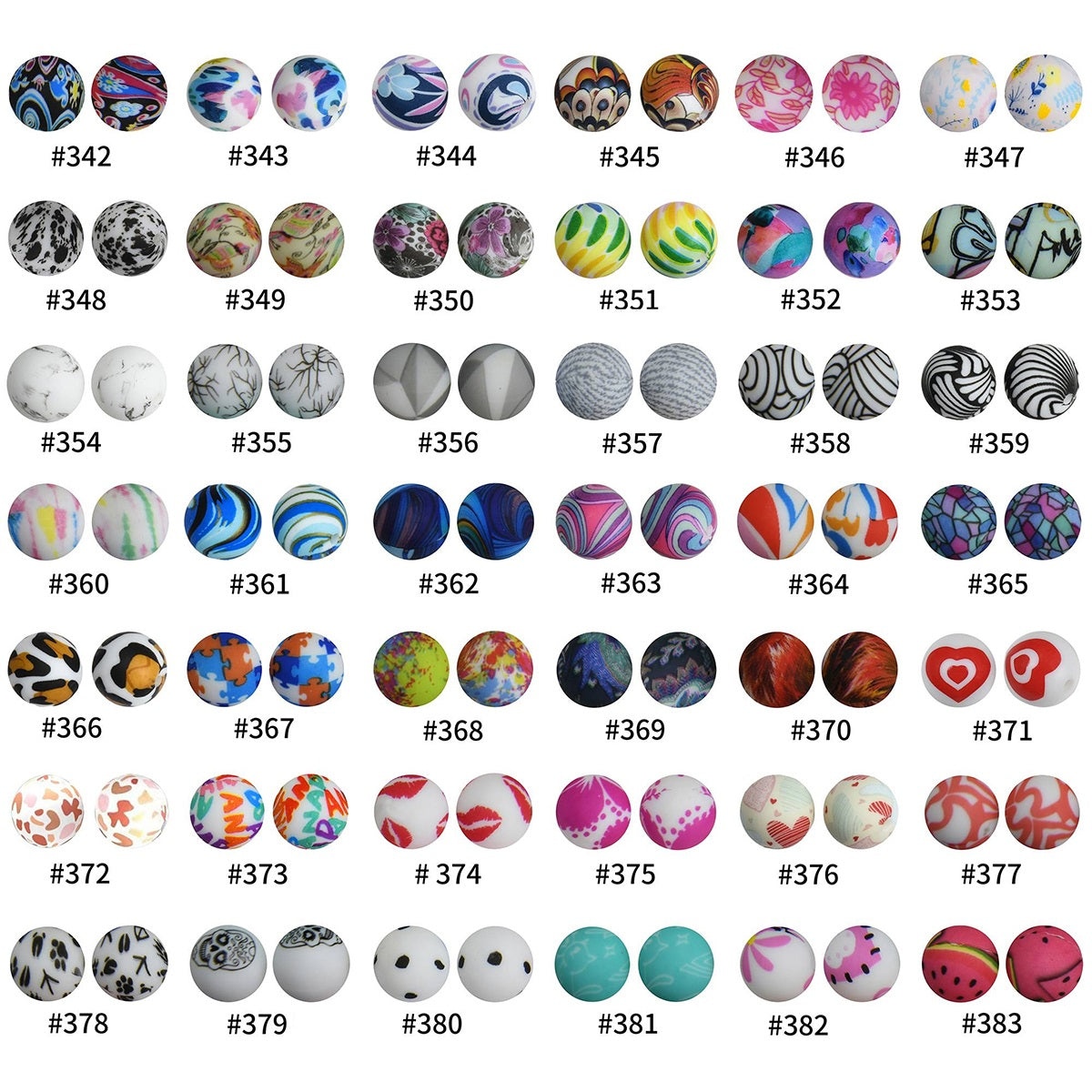 19mm Silicone Beads Printed Animal Pattern 50pcs 8