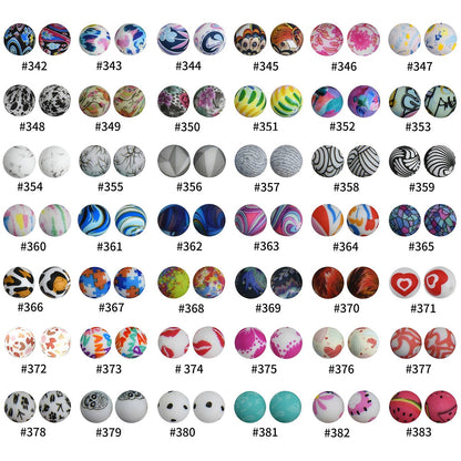 19mm Silicone Beads Printed Animal Pattern 50pcs 8