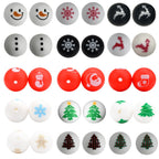 15mm Printed Christmas Silicone Beads Festive Holiday Designs 50pcs