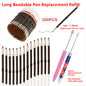 Red ballpoint pen refill for long beadable pen