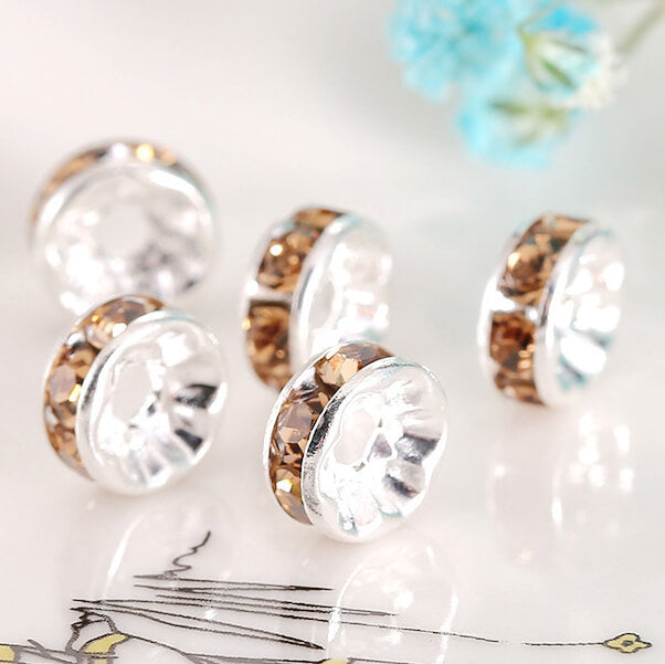 Rhinestone Spacer Beads-brown (1)