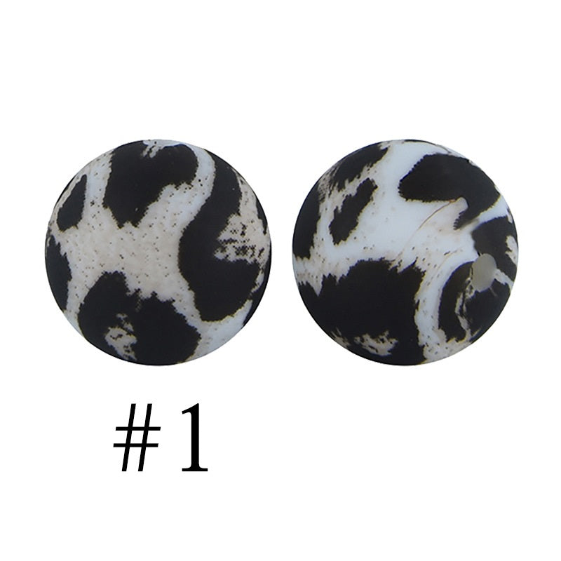 Round Printed Silicone Beads 1