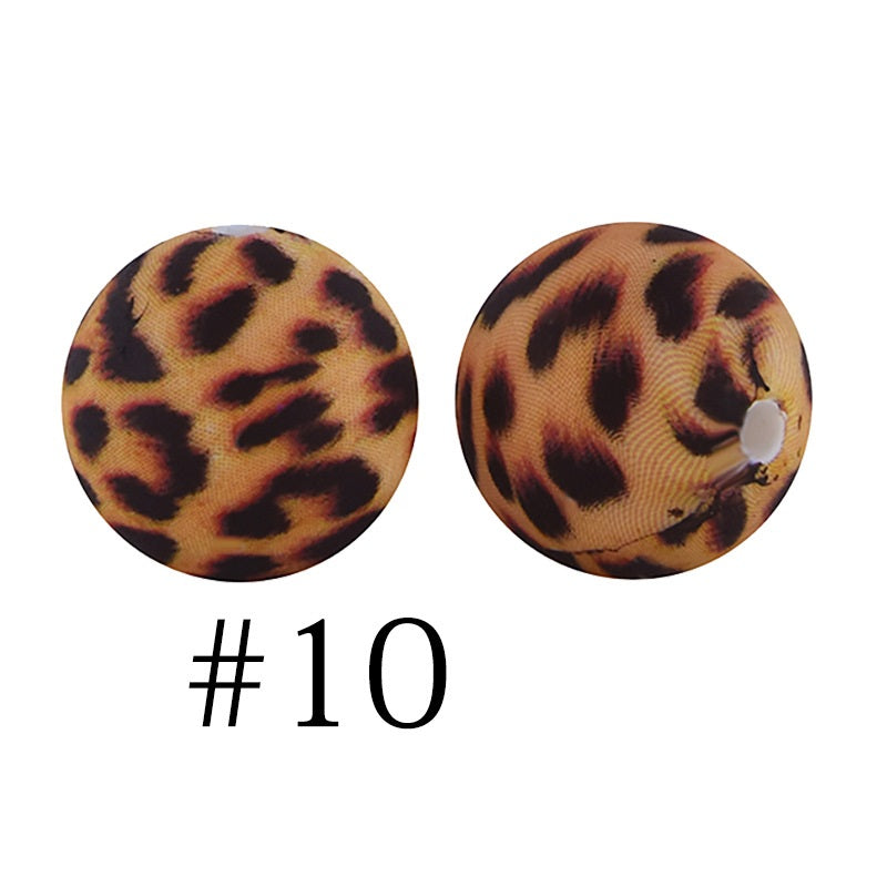 Round Printed Silicone Beads 10
