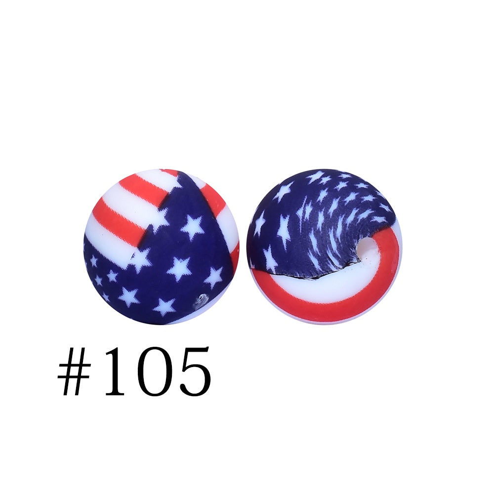 Round Printed Silicone Beads 105