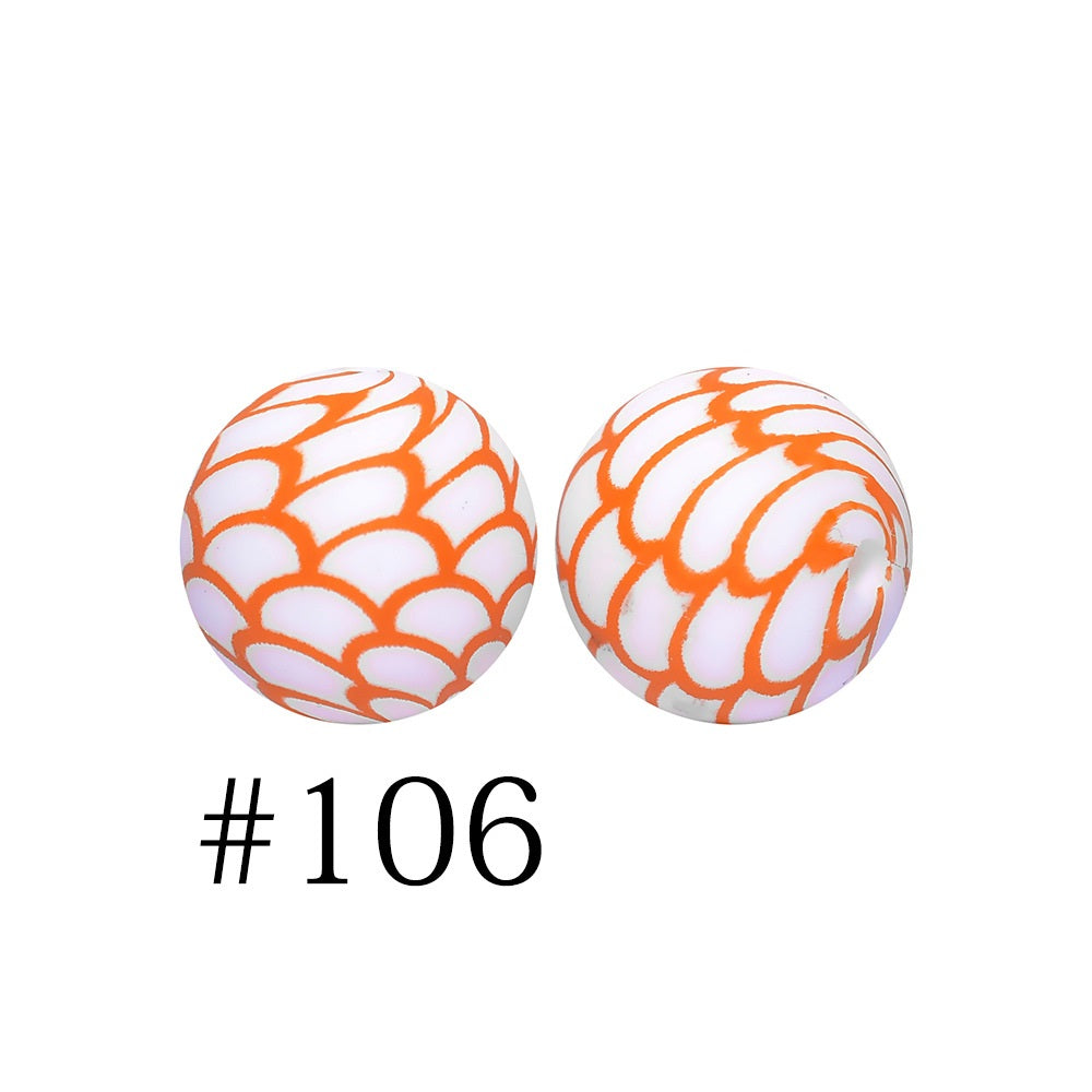 12mm Printed Silicone Beads Animal Print Designs 50pcs