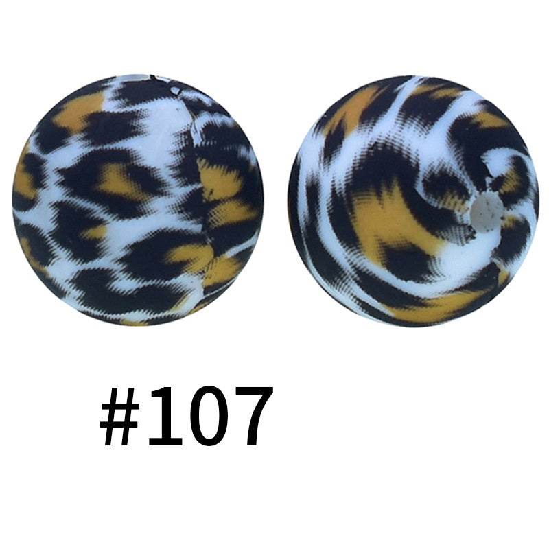 12mm Printed Silicone Beads Animal Print Designs 50pcs
