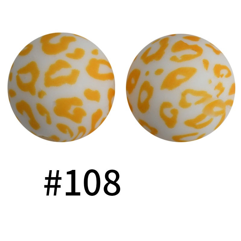12mm Printed Silicone Beads Animal Print Designs 50pcs