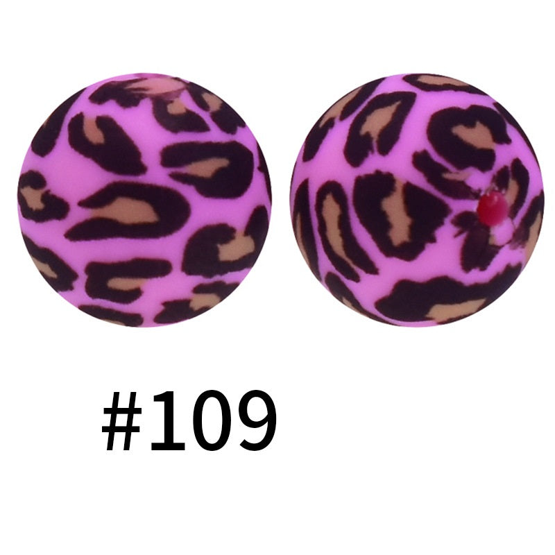 19mm Silicone Beads Printed Animal Pattern 50pcs